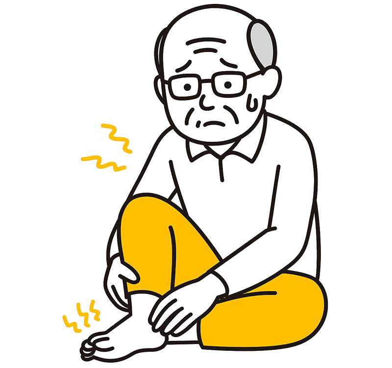 水虫や爪の異常がある